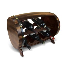 Puzzled Napoleon Wine Rack - Freestanding Wooden Barrel Wine Holder for 10 Wine Bottles, Bottle Rack Floor Stand, Table Top, Rustic Countertop Wine Storage Shelf Organizer for Wine Bar & Home Decor