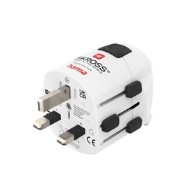 Hama Travel Adaptor Worldwide (Universal Travel Adapter for Around 100 Countries, Type G/Type B/Type I, for Devices with Plug Type C, E and F, Protective Contact, Interchangeable Fuse, Ideal Travel