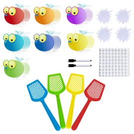 Thryvomniq Sight Word Fly Swatting Games 35 Pcs Dry Erase Fly Cards 4 Fly Swatters Quick Response Sight Word Games Learning Activity DIY Teaching Aids