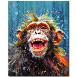 TUMOVO DIY Paint by Number Colorful Monkey, Chimpanzee Paint by Numbers for Adults, Abstract Adult Paint by Numbers on Canvas Wall Art, Paint by Numbers for Adults Beginner, 16x20 inch