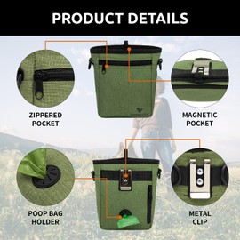 VANNMESTER Dog Treat Pouch with Magnetic Closure Treat Bag for Dog Training Dog Food Bag Dog Walking Bag Dog Fanny Pack with Dog Poop Bag Dispenser Pet Treat Pouch with Waist Belt Shoulder Strap