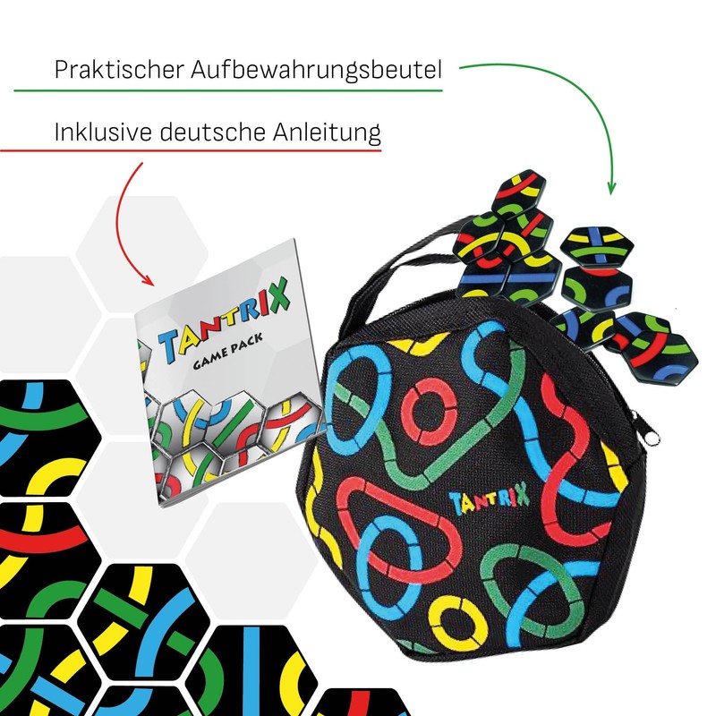 Tantrix 53001 Game Pack Strategiespiel und Puzzle, Schwarze Spielsteine