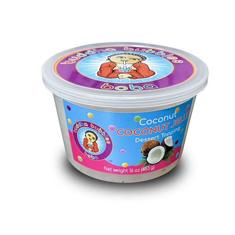 Premium Coconut Jelly Dessert Topping by Buddha Bubbles Boba (Coconut