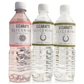 Tripack Glicerina Lizaratti 500ml Naturales Agua Rosas Humectante Grado Cosmético Piel Cabello Jabones Artesanales Mascarillas Cuidado Diario