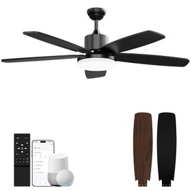 GHORA 52 Inch Ceiling Fans with Lights, Smart Ceiling Fan with Remote/APP/Alexa Control,Black Ceiling Fan with 6-Speeds Reversible Motor,WiFi Ceiling Fan for Bedroom,Farmhouse,Indoor/Outdoor