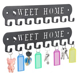2Pcs Home Sweet Home Key Holder for Wall Mount,Total 16 Hooks, Adhesive Key Wall Hook Or Stowel Hook Or Hat Rack Or Towel Hook, No Drilling Required for Cute Wall Keychain