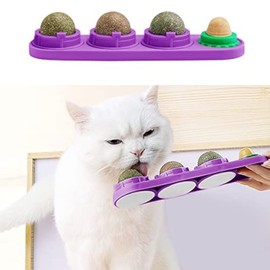STARROAD-TIM Catnip Wall Ball Catnip Toy for Cats Teeth Clean Edible Rotating Catnip Balls Healthy Natural Cat Treats