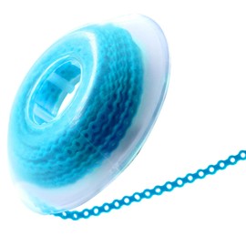 LA MIERE 1 Roll Orthodontic Rubber Chains, Braces Power Chains consisted force in closed, short, long 15'' spools (long, 0.166’’(4.2mm), Neon Cyan)