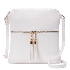 Solene Womens Lightweight Medium Crossbody Purse with Tassel, Perfect Size Crossbody Bags for Daily Use, travel - LP062 (White5)
