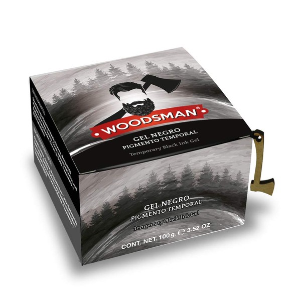 Woodsman - Gel Pigmento Negro Temporal para Barba y Cabello