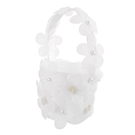 Cabilock Cesta de Pétalos para Novia Blanca Hecha de Materiales Contener Flores Ceremonias de Boda como Suministro para Bodas y Canastas de Dama de Honor