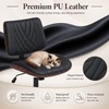 Armless Office Chair, Small Comfy Leather Desk Chair with Wheels