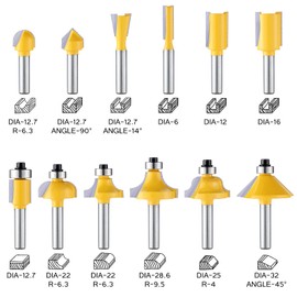 Faankiton 12 Pieces Milling Cutter Set, 6.35 mm Shank Woodworking Router Bit Wood Cutter for Router Tool Router Milling Cutter Accessories with Wrench