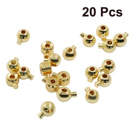 PHITUODA 20Pcs Gold Crimp Beads 18K Gold Plated Beads 3mm Loose Rondelle Spacer Beads Metal Bead Spacers Beads for DIY Bracelet Necklace Jewelry Making