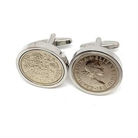 Premium 1966 Original Lucky Sixpence 6d birthday/Anniversary Cufflinks ideal for a 59th birthday HT SLV