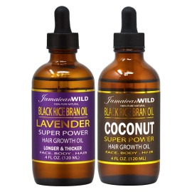 Jamaican Wild Black Rice Bran Lavender Oil 4oz + Coconut Oil 4ozw/Free Nail File