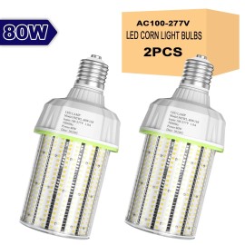 KUKUPPO 2Pack 80W LED Corn Light Bulbs Industrial Warehouse High Bay Corn Bulb -5000K