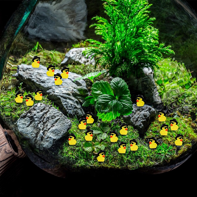 Barydat 150 Pcs Mini Resin Cowboy Ducks with Sunglasses Tiny