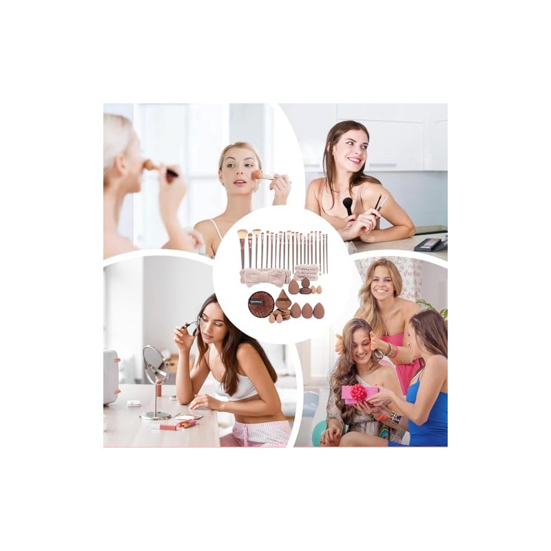 Lumbor37 Brochas de Maquillaje Profesional de Viaje, 40 Piezes Brochas