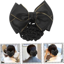 Outanaya Cubierta de Moño para Mujer 2 Piezas Redecilla y Pinza de Metal Negro, Accesorio Clásico para Cabello que Mantiene el Pelo Recogido en Ocasiones Casuales