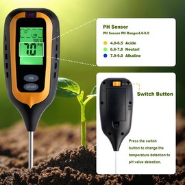 6-in-1 Soil Moisture Meter with LCD Display Instant PH, Light, Temperature & Nutrients Tester for Indoor/Outdoor Plants | Easy-Read Grading System
