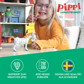 Pippi Langstrumpf Toy Toy Figures with Pippi, Mr Nilsson Monkey, Gold Case & Scrubbing Brush Shoes - Dollhouse Accessories, Figures Girls and Boys from 3 Years