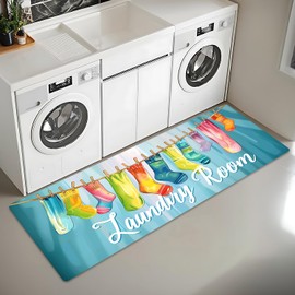 THISFIND ﻿Laundry Room Runner Rug 20x47 inch,Non-Slip Waterproof Floor Mat,Farmhouse Kitchen Floor Mat for Mudroom and Bathroom