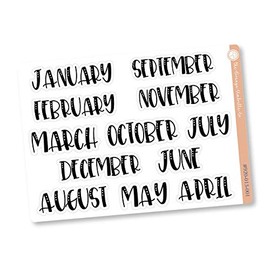 Monthly View Month Name Stickers, 7x9 ECLP Planner, 8x10 Softbound ECLP Stickers (B-343-B)