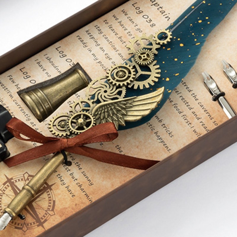 Quill Pen Sealing Wax Stamp Set Retro European Style Stainless