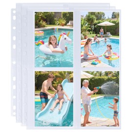 30 Pack 3.5x5 Photo Album Refill Pages for 3 Ring Binder,Ultra-Clear Photo Sleeves Holding 240 Pictures, Double-Sided 4 Pocket Photo Pages,Top Loading Photo Sheet Protector