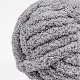 Crafted By Catherine Chunky Chenille Yarn - 2 Pack (41 Yards Each Skein), Light Grey, Gauge 7 Jumbo