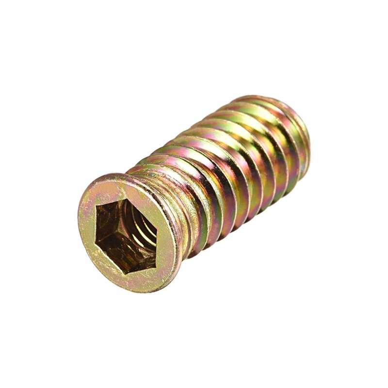 sourcing map M8 x 30 mm Threaded Inserts for Hexagon