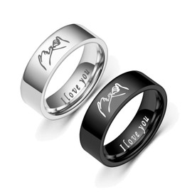choice of all 2PCS Pinky Promise Ring for Couples Matching Pinky rings for Friendship I Love You Wedding Bands Rings for Women Men Couple (Promise Ring-8)