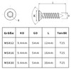 SWTYExt Wood Screws Torx Screws 5 x 12 mm, Pack