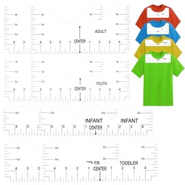 8 Piezas de Reglas de Camiseta, Regla de Costura Reutilizable, Herramienta de Alineación de Centrado, Herramienta de Costura de Medición Delantera Y T
