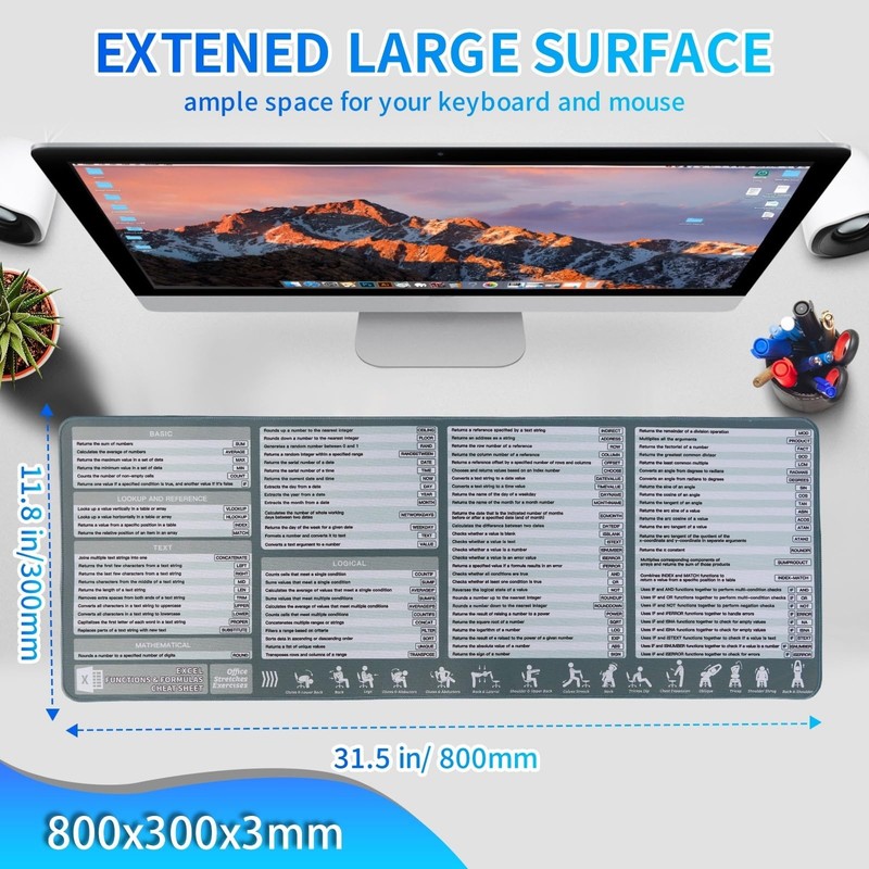 Excel Formulas - Alfombrilla para mouse, con fórmulas de funciones