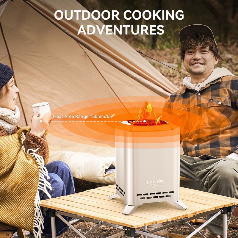 ONLYFIRE OUTDOOR LIVING 2-in-1 Smokeless Fire Pit with Pot Bracket
