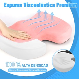 Cojin Ortepedico de Memory Foam para Asientos con Base Antideslizante, Cojín Ortopedico para Silla de Oficina Alivio para Dolor de Ciatica, Espalda y Coxis, Cojin Ergonomico para Silla para Coche