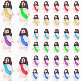 Mantianstar 50 Pack Mini Jesus Figurines, Small Little Jesus Toys, Tiny Jesus Figures, Original Design Miniature Jesus for Hide Christmas Thanksgiving Day Sunday School Baptism Gift.(Multicolor)