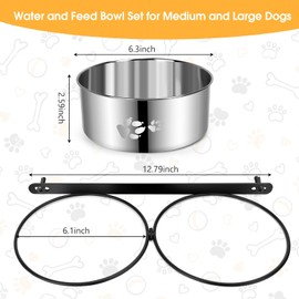 Luismia Hanging Stainless Steel Pet Dog Food Water Bowl for Cage, Non-Spill Kennel Cats Pets Bowls Set with Clamp Holder Crate Feeder Dish for Medium Large Dogs Pets (Silver)