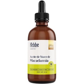Hebbe Aceite de Nuez de Macadamia 50 ml Prensado en Frío 100% Puro Hidratante Piel y Cabello Textura Ligera sin Grasa Nutritivo