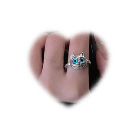 Cute Cat Ring for Teenage Girls Silver Cat Ankle Ring Petite Stacking Ring Animal Finger Ring Personnel Open Ring Adjustable Pet Ring Jewellery for Women Gifts