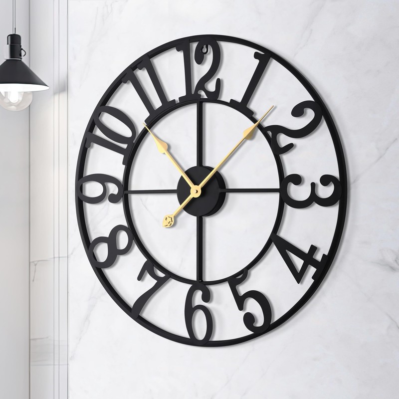 LEIKE Large Wall Clock, 18.5" Silent Non-Ticking, Battery Operated, Oversized,