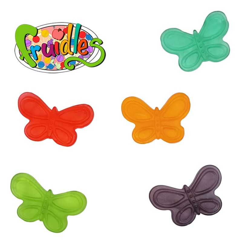 Fruidles Large Butterflies Gummi Candy 3" Inch, Assorted Fruit Flavors