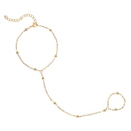 Mikovivi Ring Bracelet Hand Chain, Gold Hand Bracelet Adjustable Finger Ring Chain Stainless Steel Stylish Hand Jewelry Trendy Gift for Women (Style 1)