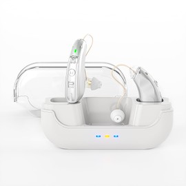 Rechargeable hearing aids for Seniors, behind-the-ear hearing aids, sound amplifiers with noise reduction function, sound controllers for adults with hearing loss, with portable charging box