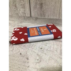 Shason Dog Lover Fabric, Poly Cotton 2 Yd Cut Fabric 72" x 44" Red w Hearts, Paw Prints