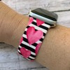 Unbranded Valentine's Day Pink Heart Stripes Watchband Silicone Fits Watch