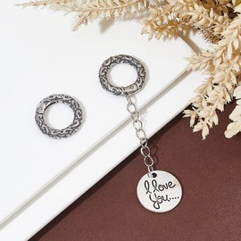 UNICRAFTALE Tibetan Style Carabiner Rings Stainless Steel Textured Snap Clasps 6 Gauge Carabiner Hook Key Ring Spring Gate Rings for Bags Shoulder Straps Key Chain Pack of 2