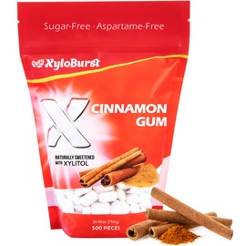 XyloBurst Gum | Xylitol Chewing Gum | Sugar Free, Gluten Free, Keto Friendly | Aspartame Free Gum | Cinnamon | 500-Count Bag